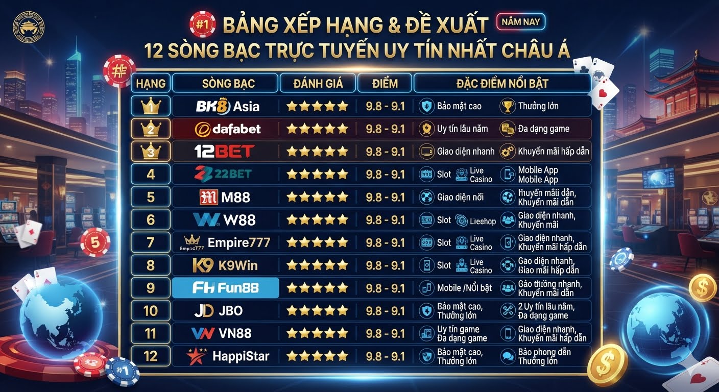 đề xuất 12 sòng bạc trực tuyến